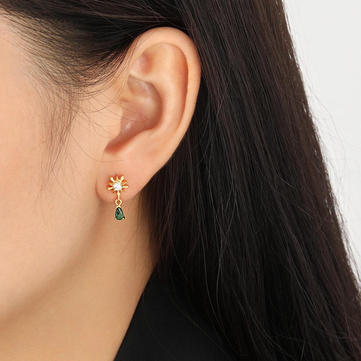 Beautiful Snowflake With Five-pointed Stars Arrow Feathers 925 Sterling Silver Stud Earrings - Gambar 10