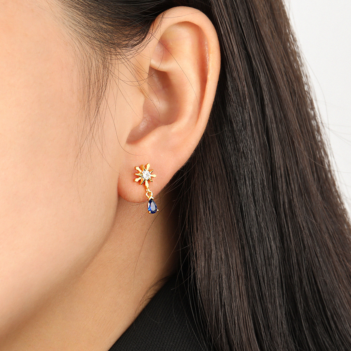 Beautiful Snowflake With Five-pointed Stars Arrow Feathers 925 Sterling Silver Stud Earrings - Gambar 11