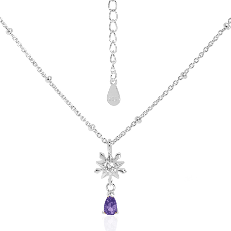Elegant Five-pointed star Snowflake Waterdrop CZ Women 925 Sterling Silver Necklace - Gambar 11