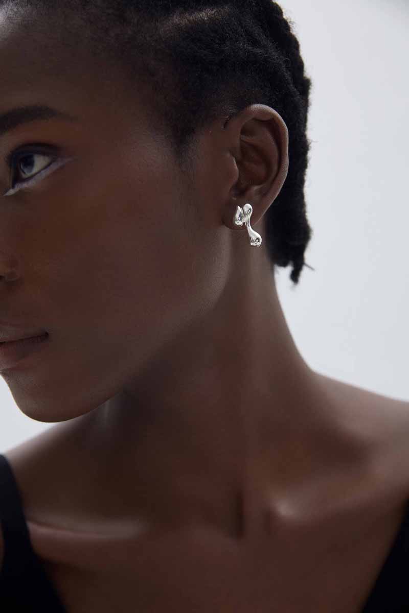 Holiday Electroforming Hollow Irregular Chunky Drop Waters Hypoallergenic S999 Sterling Silver Statement Earrings(Pre-Sale) - Gambar 2