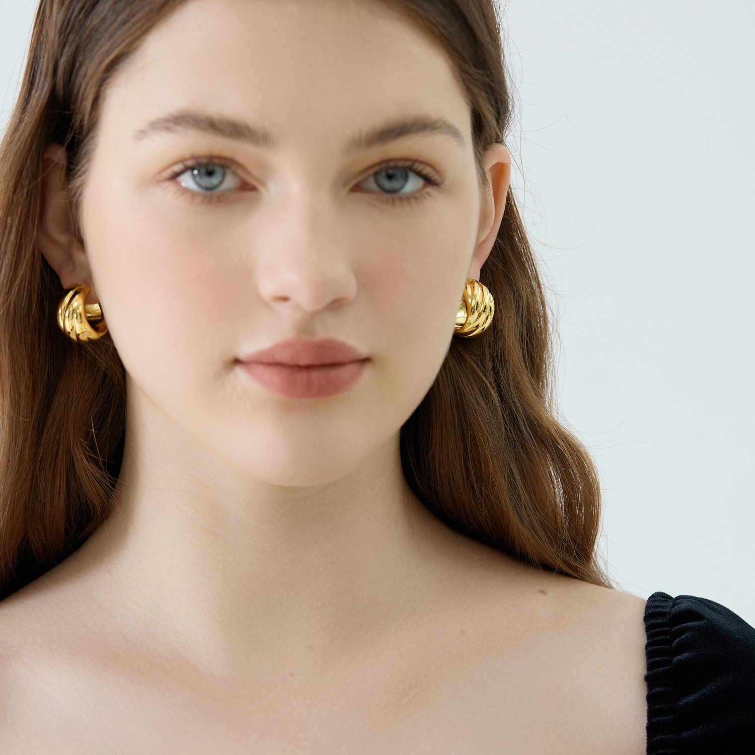 925 Sterling Silver Electroforming Chunky Geometric Statement Hoops Lightweight Twisted Earrings - Gambar 2
