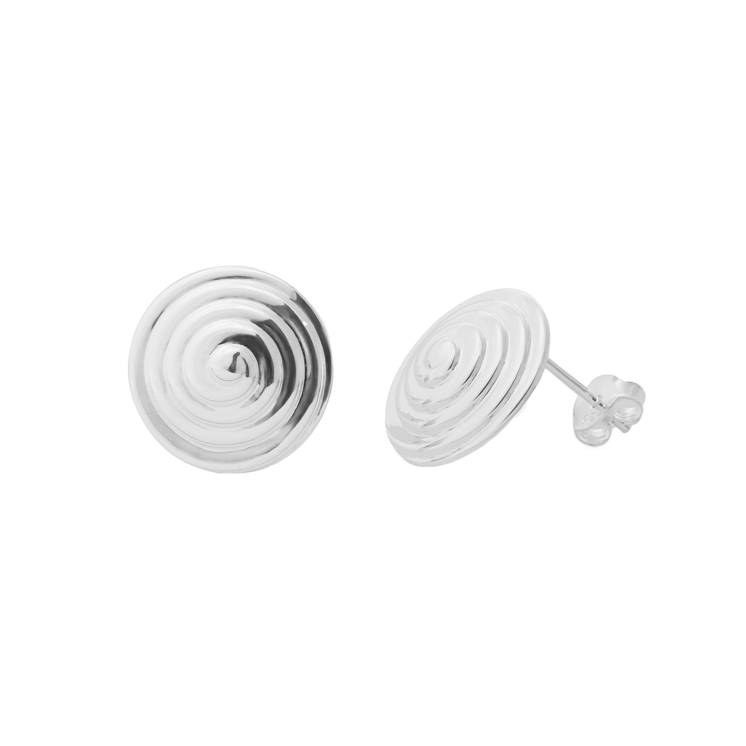 Geometry Spiral Snail Shell 925 Sterling Silver Stud Earrings - Gambar 3