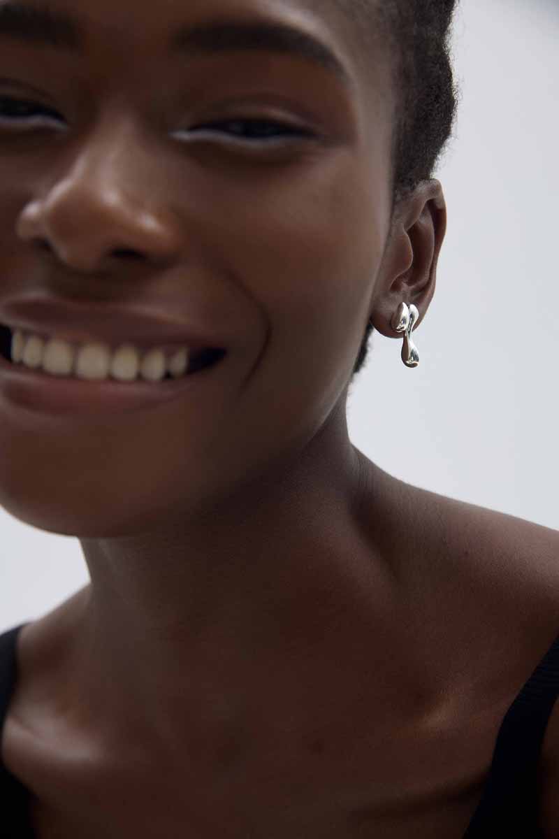 Holiday Electroforming Hollow Irregular Chunky Drop Waters Hypoallergenic S999 Sterling Silver Statement Earrings(Pre-Sale) - Gambar 4