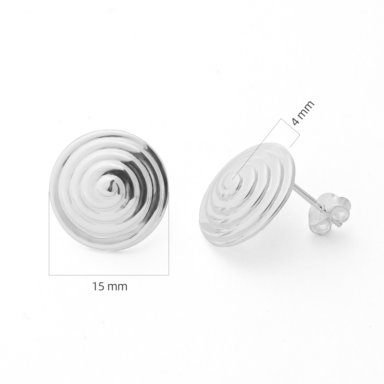 Geometry Spiral Snail Shell 925 Sterling Silver Stud Earrings - Gambar 5