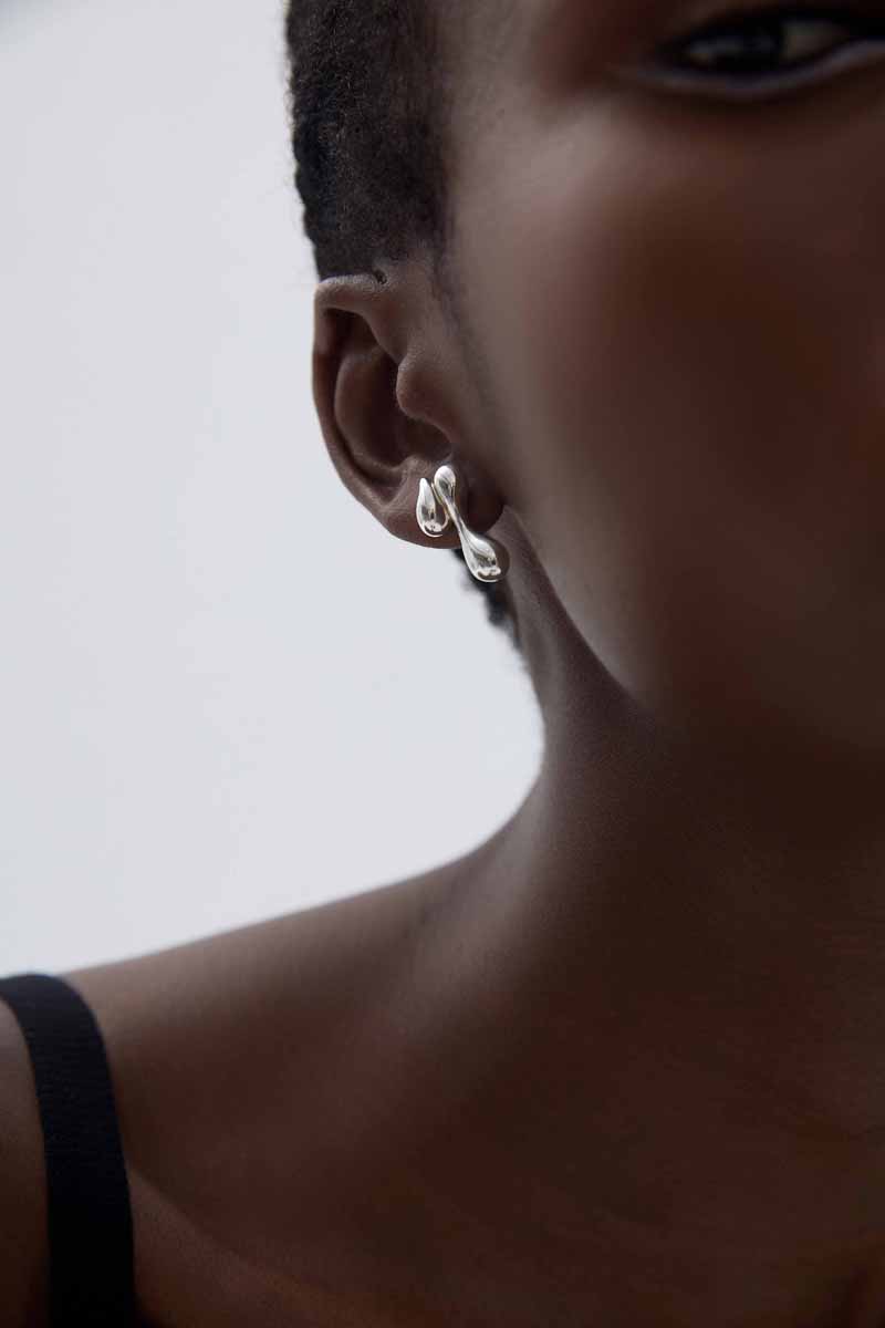 Holiday Electroforming Hollow Irregular Chunky Drop Waters Hypoallergenic S999 Sterling Silver Statement Earrings(Pre-Sale) - Gambar 5