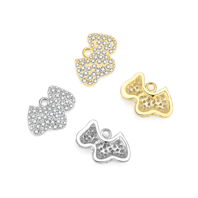 Cute CZ Moon Flower Key Cloud Star Circle 925 Sterling Silver DIY Charm - Gambar 5