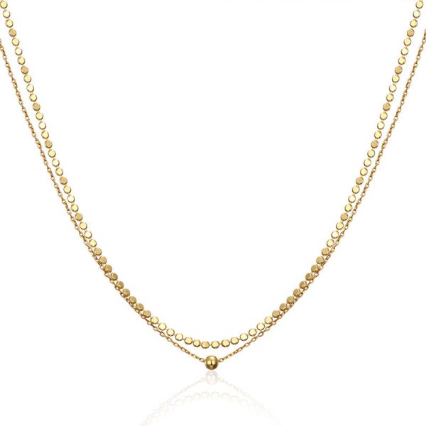 New Double Layers Beads Chain 925 Sterling Silver Necklace