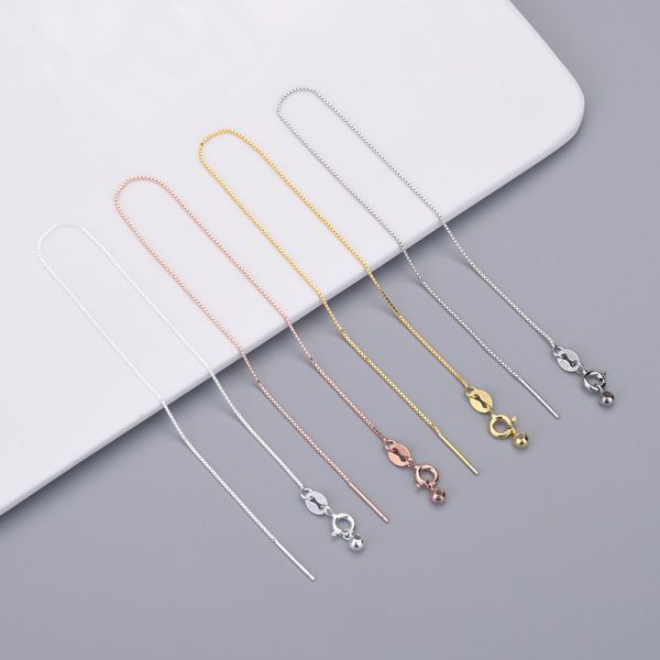 Simple 925 Sterling Silver Box Rolo Chain Links Bracelet