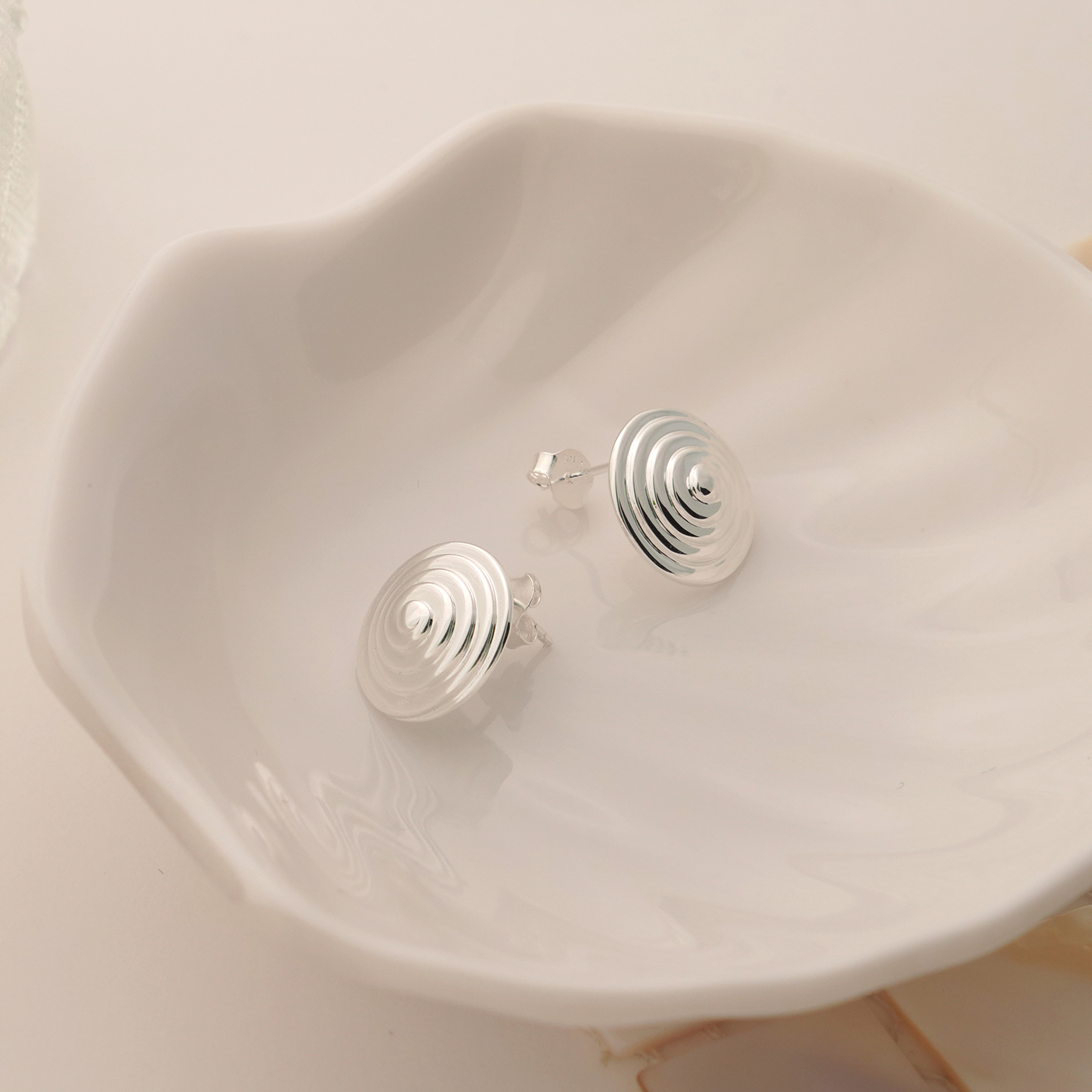 Geometry Spiral Snail Shell 925 Sterling Silver Stud Earrings - Gambar 7