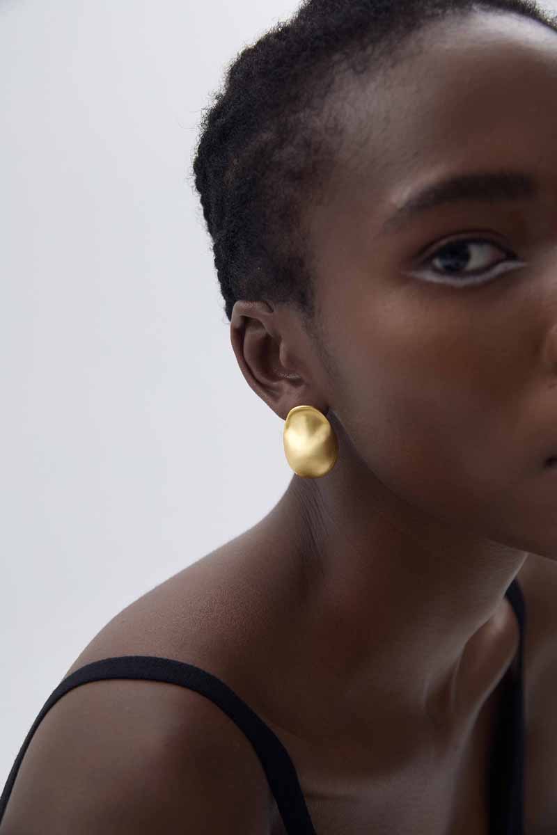 Chunky Jewelry Electroforming Women Geometry Irregular Oval S999 Sterling Silver Hypoallergenic Stud Extra Large Earrings - Gambar 8