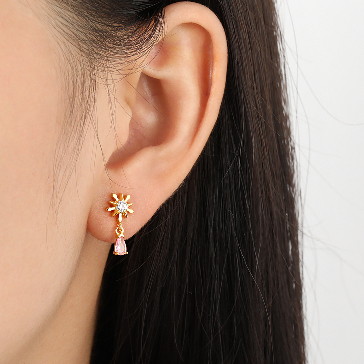 Beautiful Snowflake With Five-pointed Stars Arrow Feathers 925 Sterling Silver Stud Earrings - Gambar 9