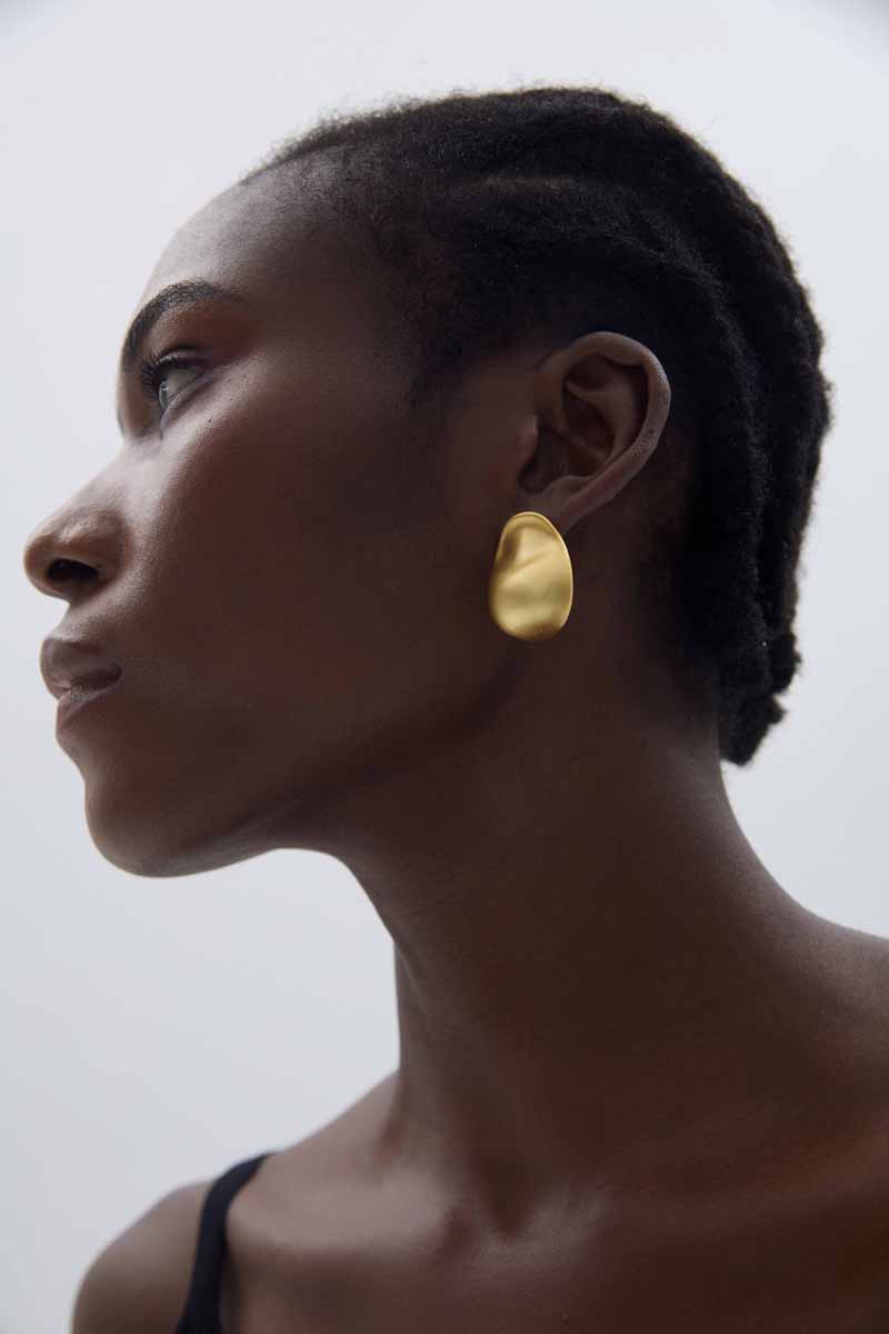 Chunky Jewelry Electroforming Women Geometry Irregular Oval S999 Sterling Silver Hypoallergenic Stud Extra Large Earrings - Gambar 9