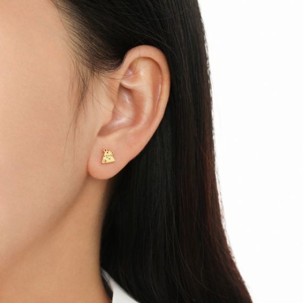 Cute Red CZ Melted Cheese 925 Sterling Silver Stud Earrings