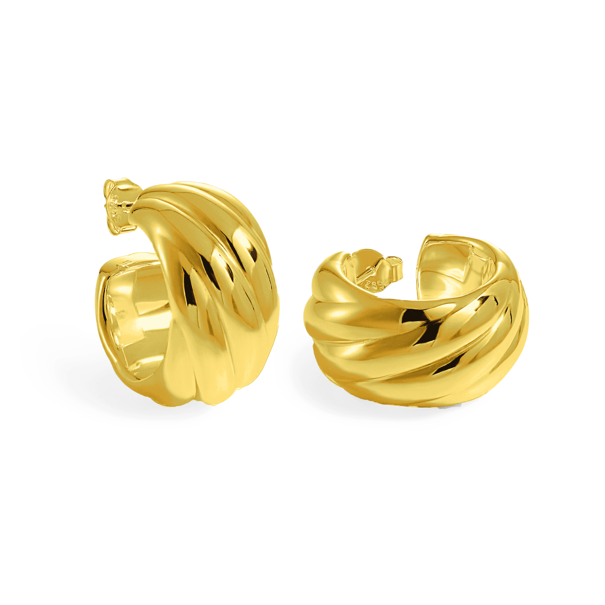 925 Sterling Silver Electroforming Chunky Geometric Statement Hoops Lightweight Twisted Earrings - Gambar 6