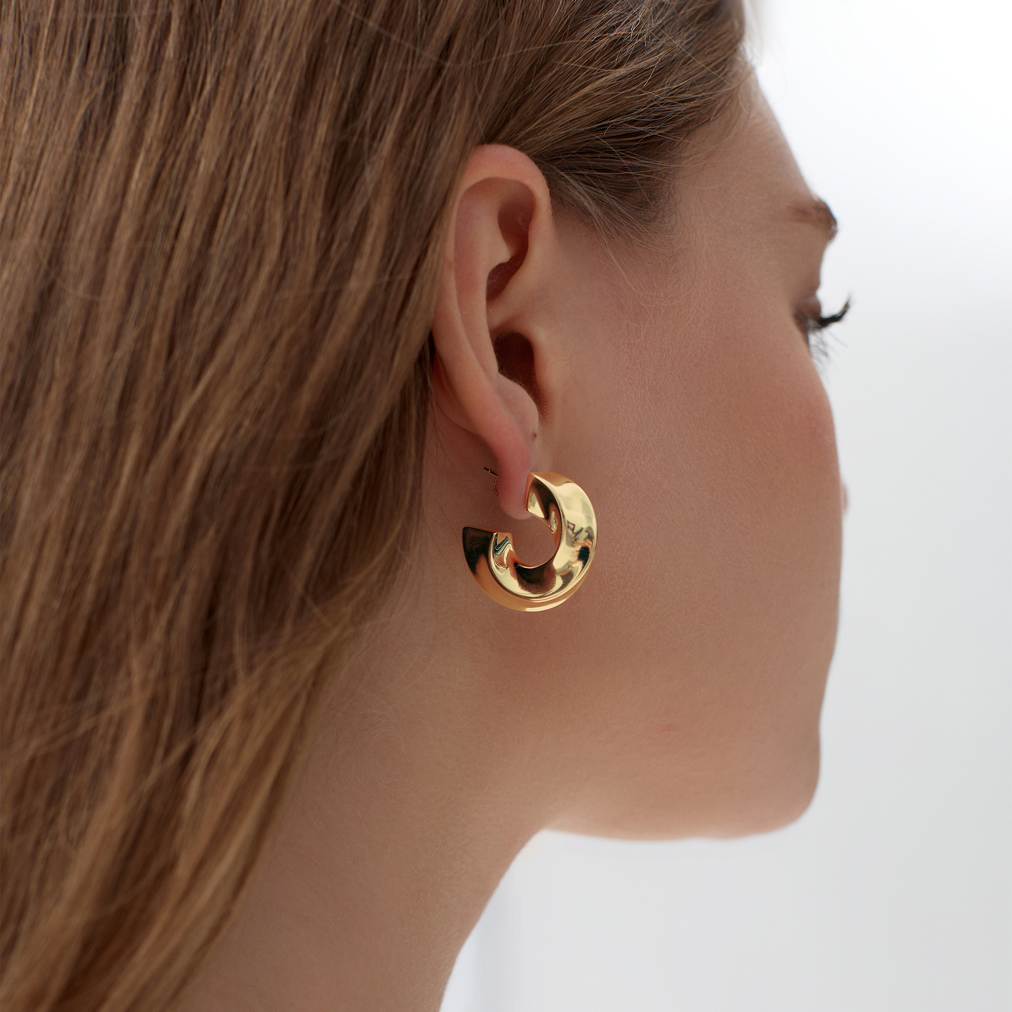 Exaggerated Hollow Chunky Statement Jewelry Electroforming Classic Twisted C Shape 999 Sterling Silver Hoop Earrings - Gambar 6